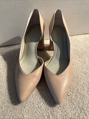 STATE Blush Pointed-Toe Block Heel Pumps